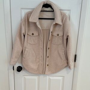 a.n.a Beige Sherpa Button Up Jacket